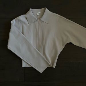 cos zip knit collared cardigan gray